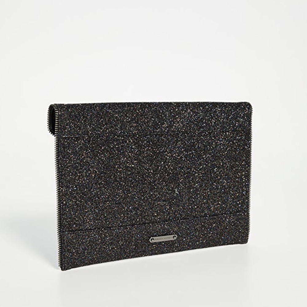 Rebecca Minkoff Black Glitter Leo Clutch NWOT - Picture 4 of 16